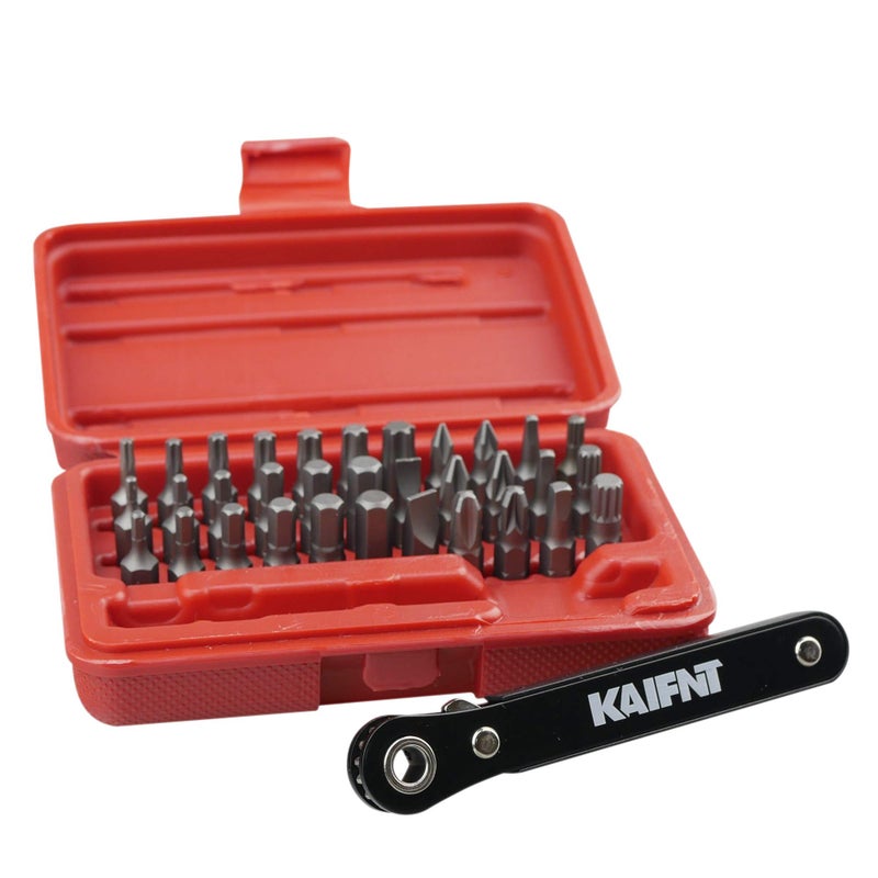 KAIFNT مجموعة بتات مفك البراغي KAIFNT K402 مع مفتاح ربط صغير، 1/4 بوصة، 34 قطعة - Image 1